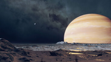 Starfield On Planet Overlooking Moon