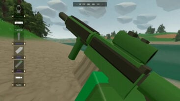 A screenshot of Unturned showing the menu that appears to equip attachments to guns